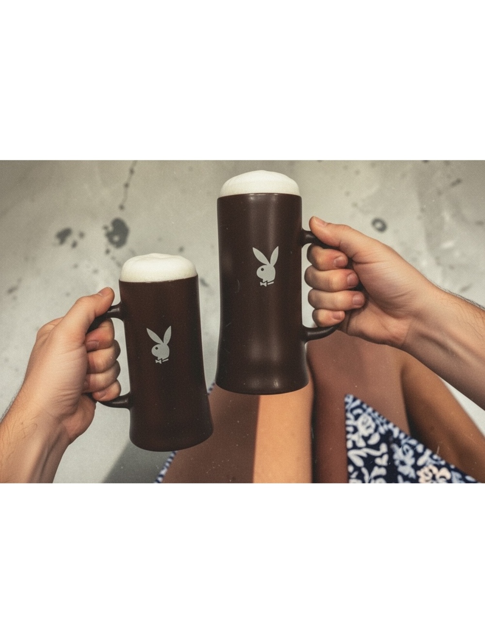 Vintage Playboy black glass Tankards with white bunny [COPY]